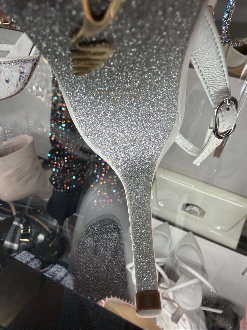Rene Caovilla White Crystal-Embellished Pointed Slingback Heels - Picture 7 of 9